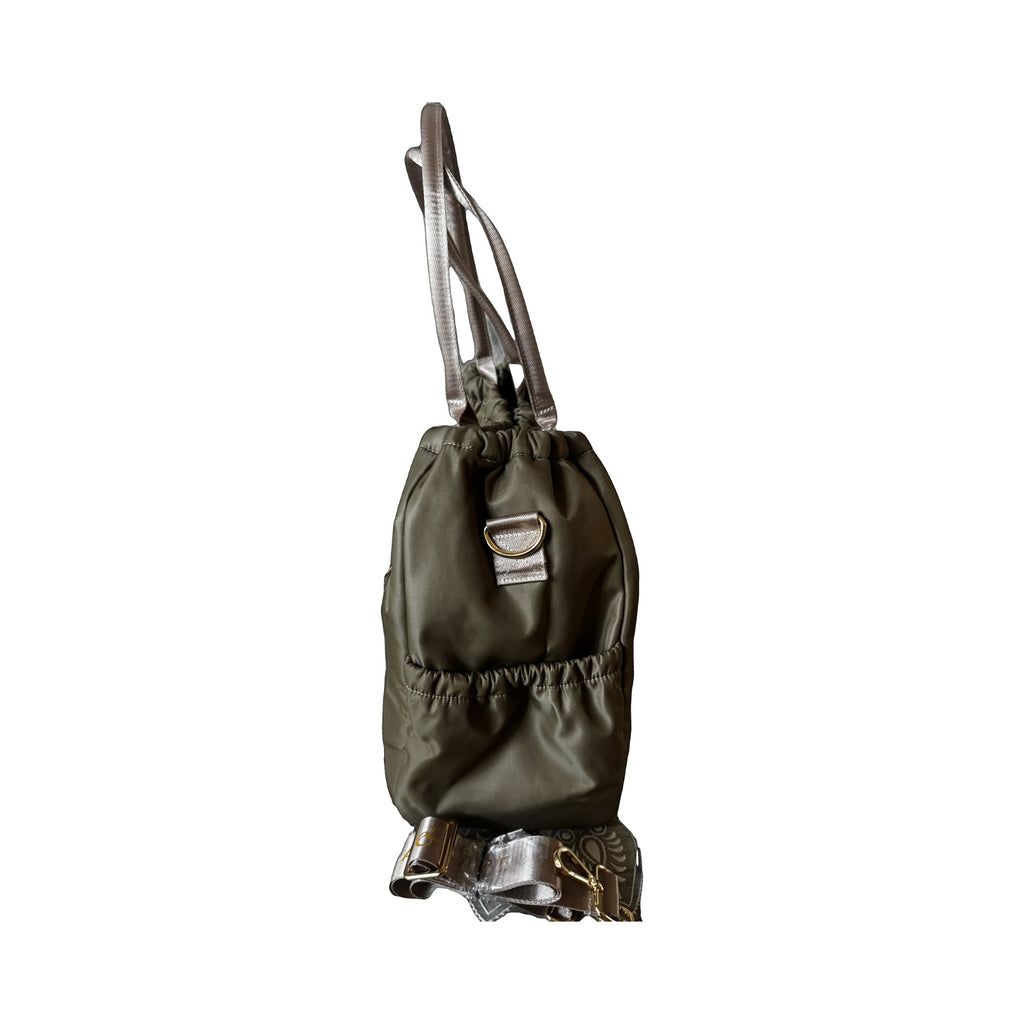 Clinical Hybrid Tote in Olive, side detail