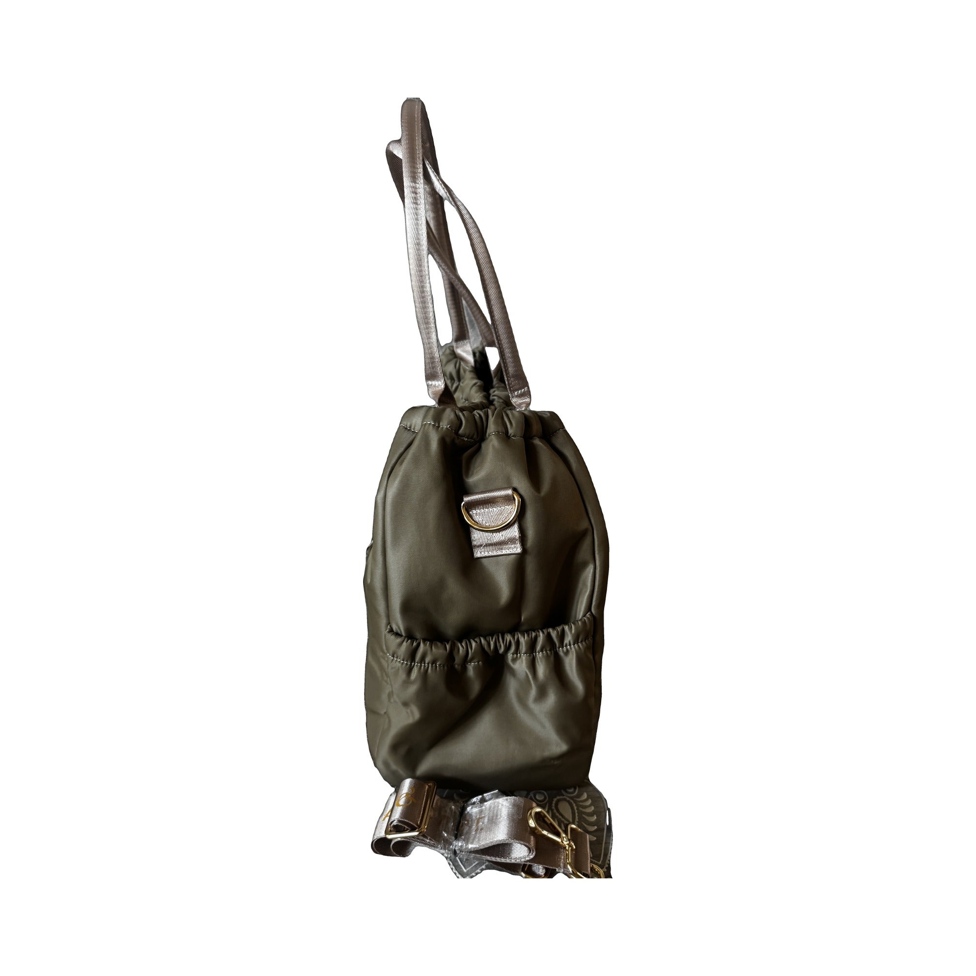 Clinical Hybrid Tote in Olive, side detail